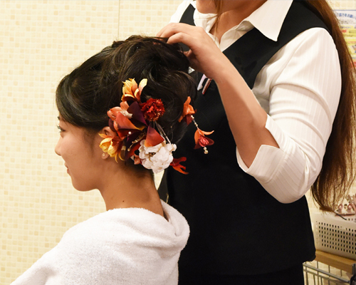 当店でヘアメイク・着付け